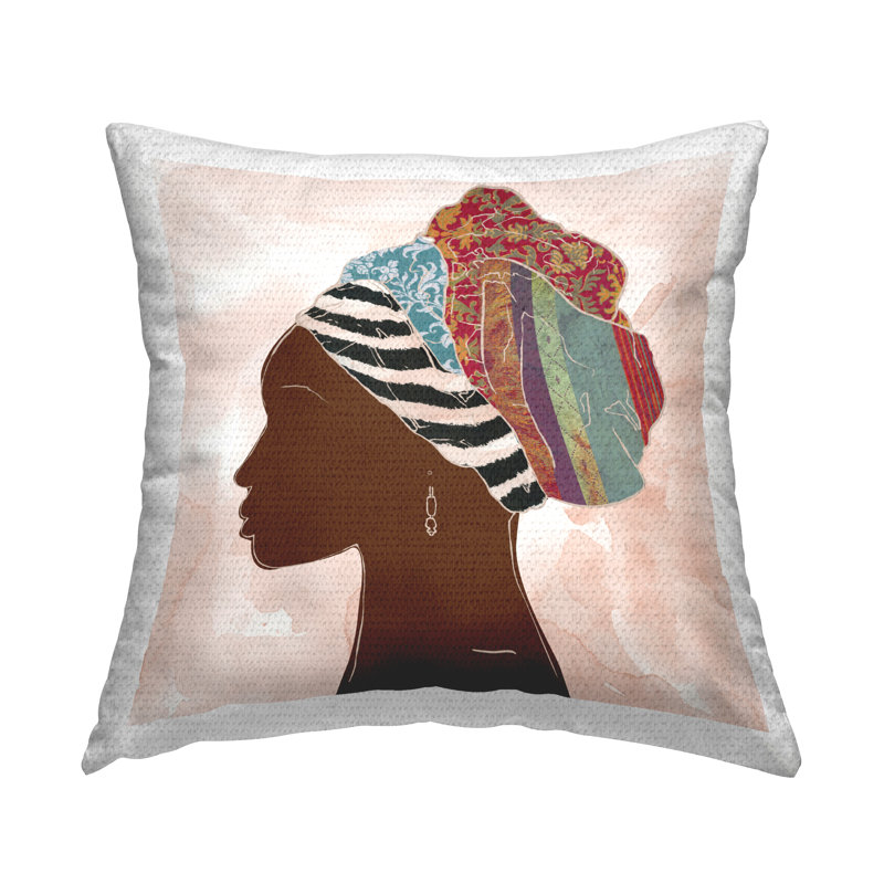 Minimalist African Portrait Outdoor Printed Pillow by Carol Robinson