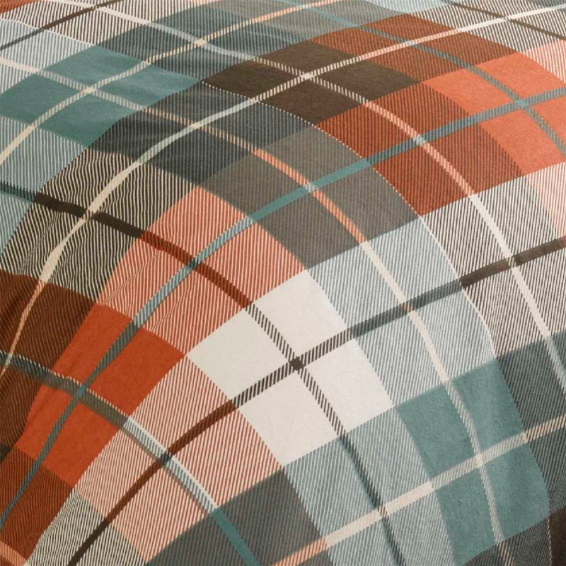 Check Argyle Duvet Cover with Pillowcases, Super King + 2 Standard Pillowcases, Terracotta