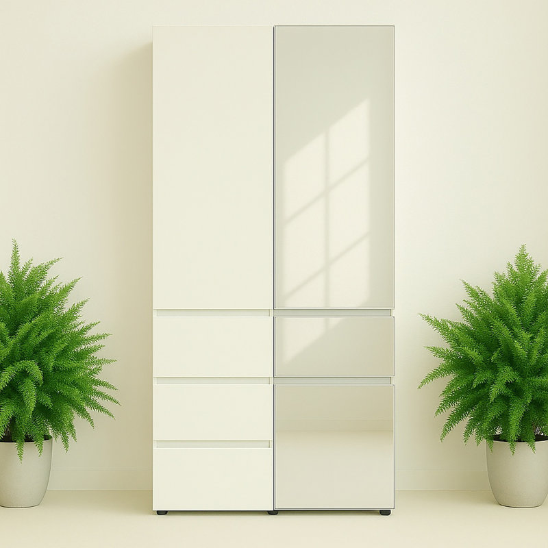 Système de placard modulaire en bois avec miroir Elise