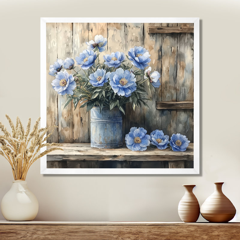 Lampert - Floral Wall Art, Single Picture Framed Print, 16" H x 16" W, White