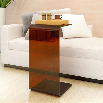 Table d'appoint en forme de C en acrylique transparent