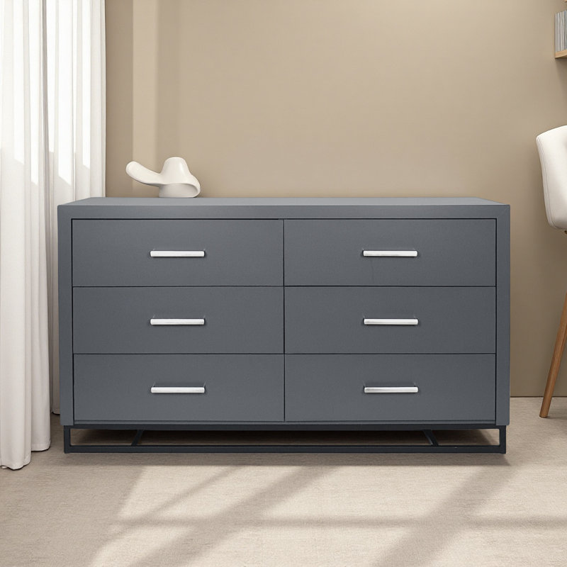 6 Commode 6 tiroirs, Gris anthracite