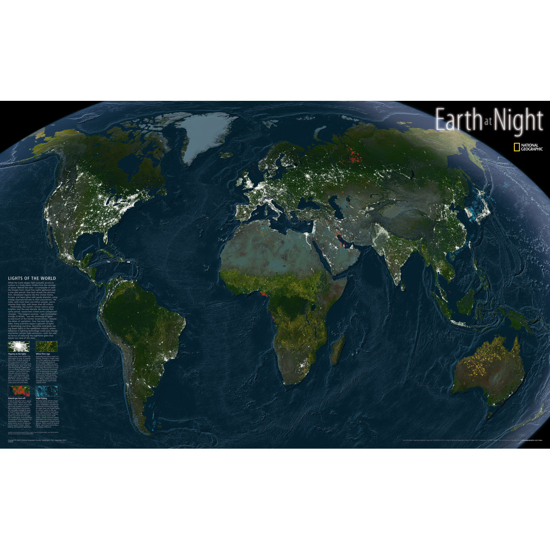 Earth at Night Map National Geographic Maps