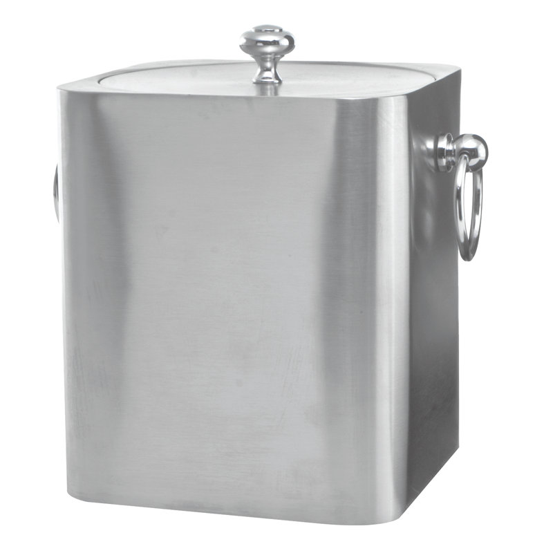 Seau à glace carré en acier inoxydable de 3 litres