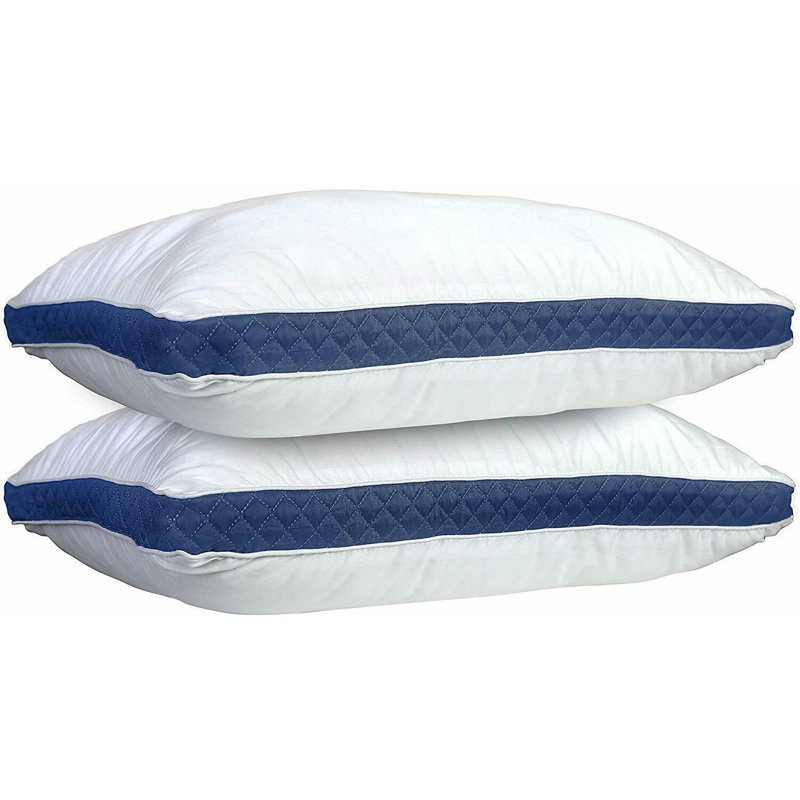 Fiber Pillow, Queen, White/Navy