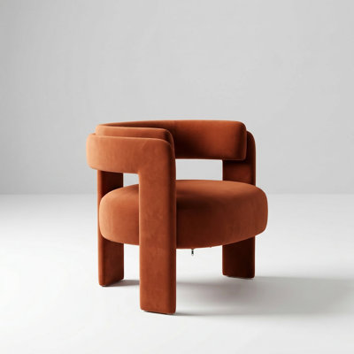 Modern Velvet Accent Armchair with Wooden Legs for Living Room, Bedroom, or Office Seating