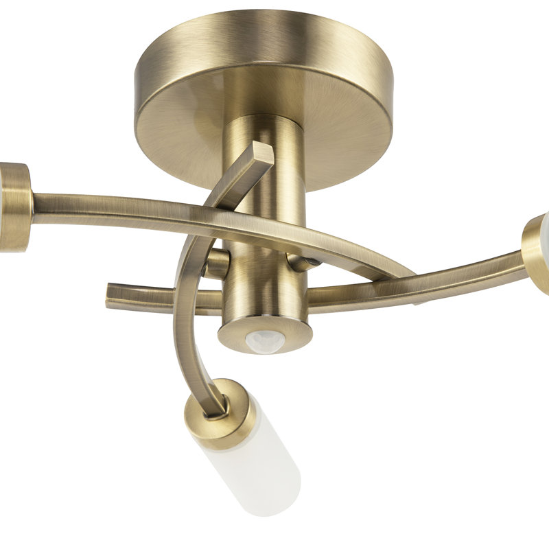 Glass Semi Flush Mount, Antique Brass