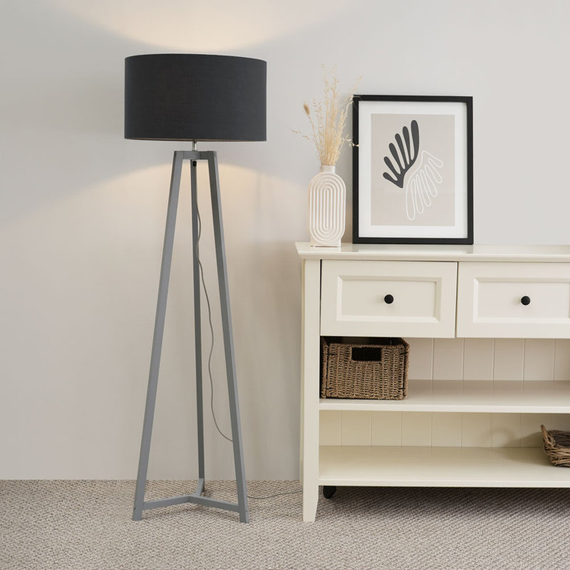 Rhavyn 148cm Traditional Floor Lamp, Matte Grey, Charcoal Grey