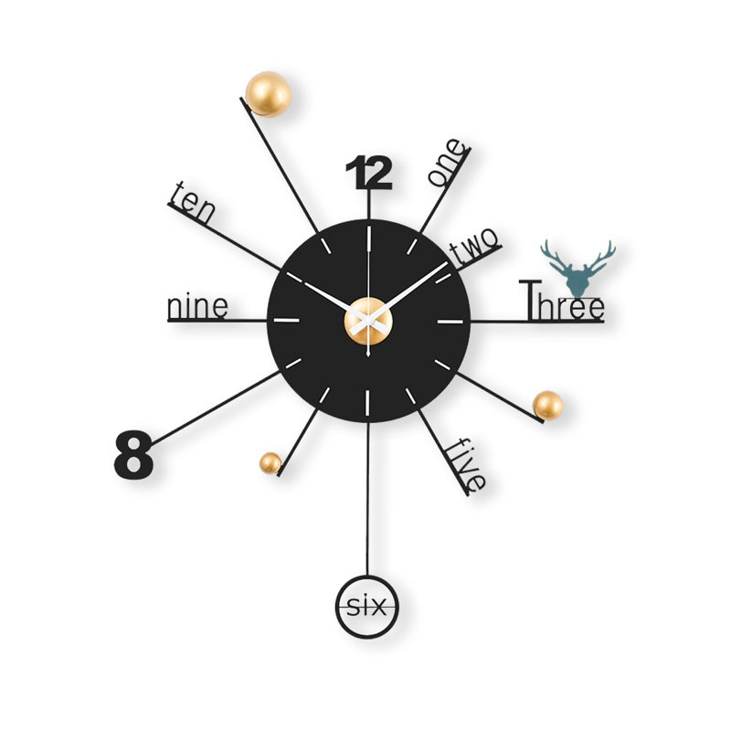 Horloges murales noires, dorées et vertes, Grand