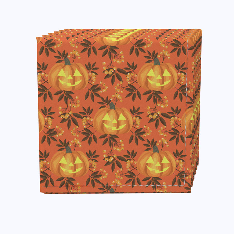 Polyester Floral Square Napkin, Halloween in Autumn