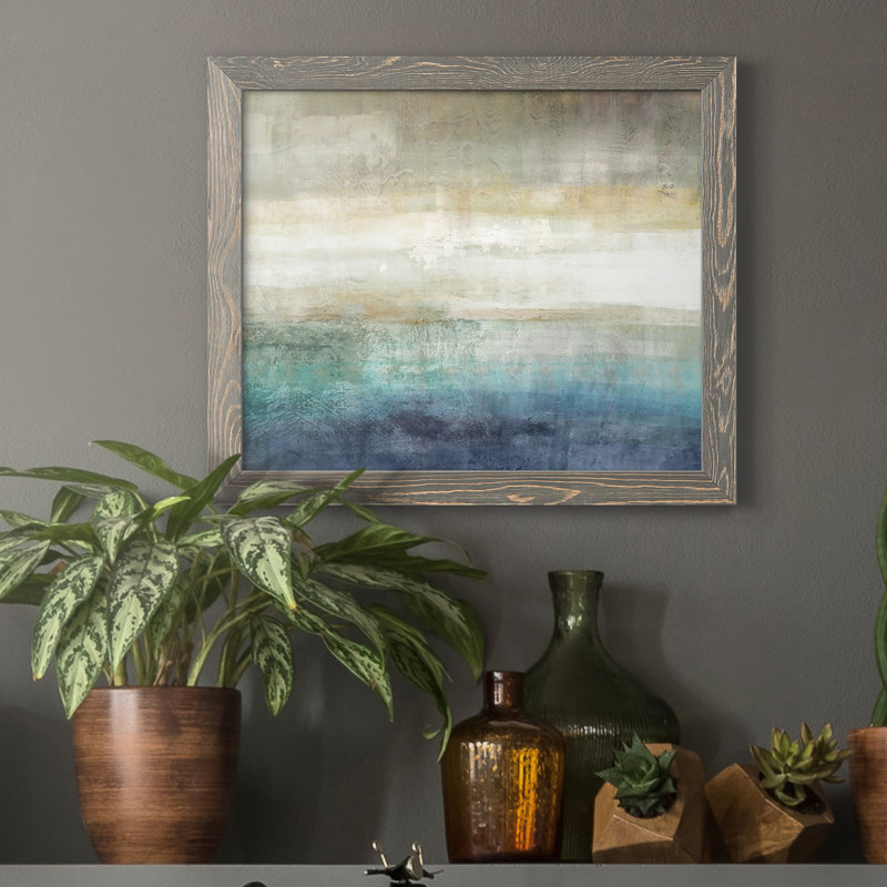 Mountain Lake - Reproduction d'art sur toile encadrée, H 20 po x l 17 po x P 1,5 po, gris