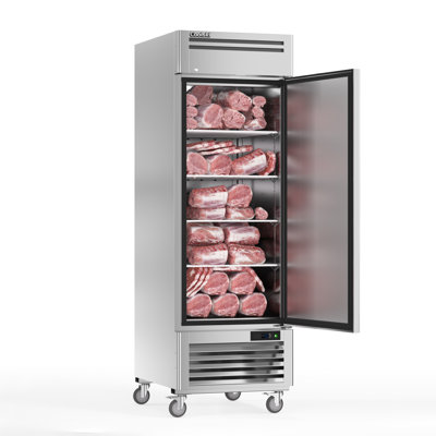 27" W Commercial Freezer 1 Solid Door, 19.32 Cu.ft Reach-in Upright Stainless Steel Freezer, Fan Cooling, Auto-Defrost, LED Lighting