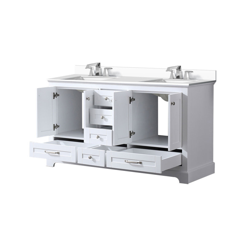Double Bath Vanity with Quartz Top, White