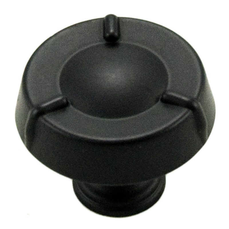 Bouton Fullerton avec lignes sur le bord, Noir, H 1,5 po x l 1,5 po x P 1,19 po