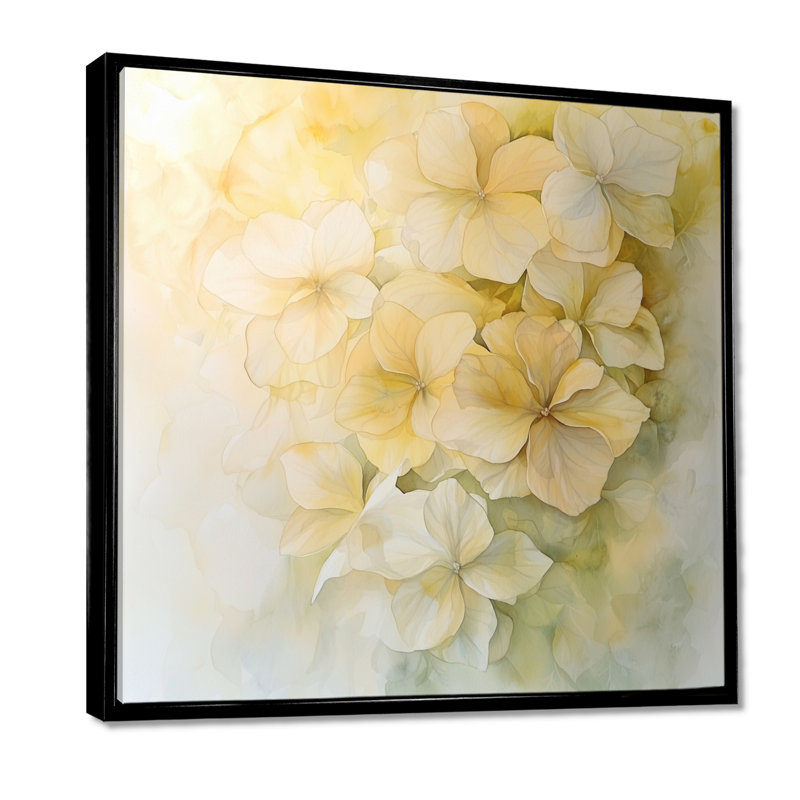 Hortensia en flou artistique de l'été III - Art mural floral, H 16 po x l 16 po, Impression encadrée flottante