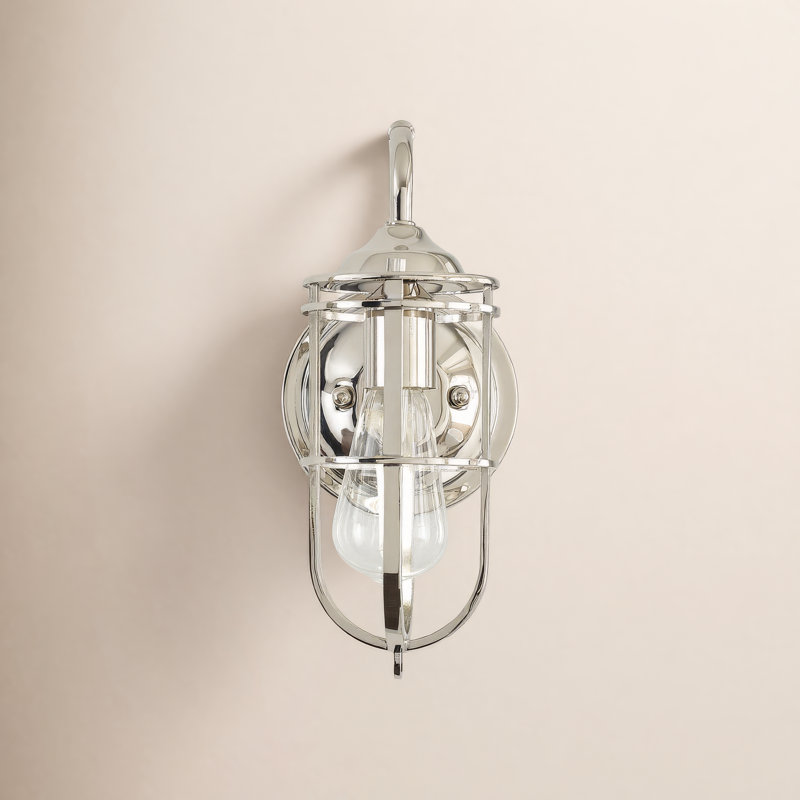 Anning Steel Armed Sconce, Polished Nickel