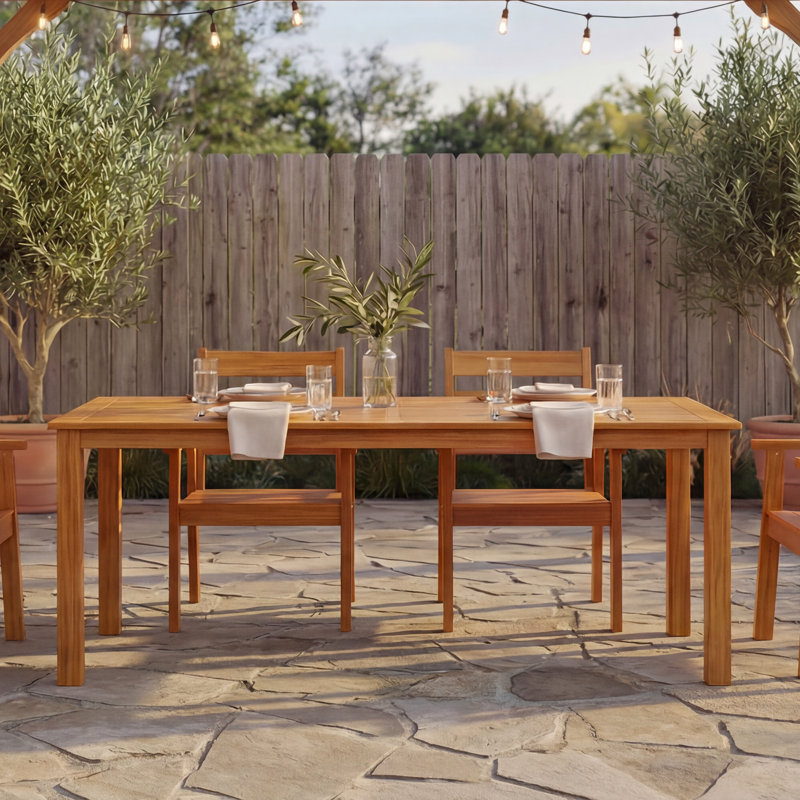 71"Wide HDPE Outdoor Dining Table - Fits 6-8 People , With Umbrella Hole