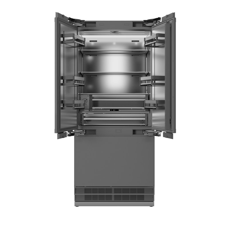 ZLINE Autograph 36 in. Black Stainless Refrigerator with Stainless Steel Interior with Accents, Panel Ready, Champagne Bronze