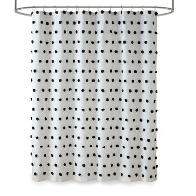 Cotton Jacquard Pom Pom Shower Curtain 1Pcs