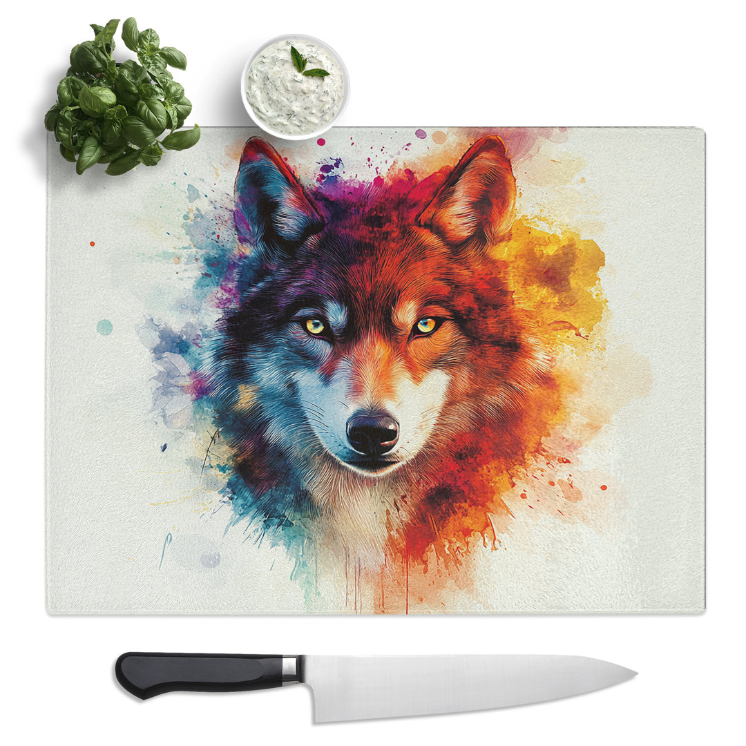 Husky Dog Design  Glass Chopping Board