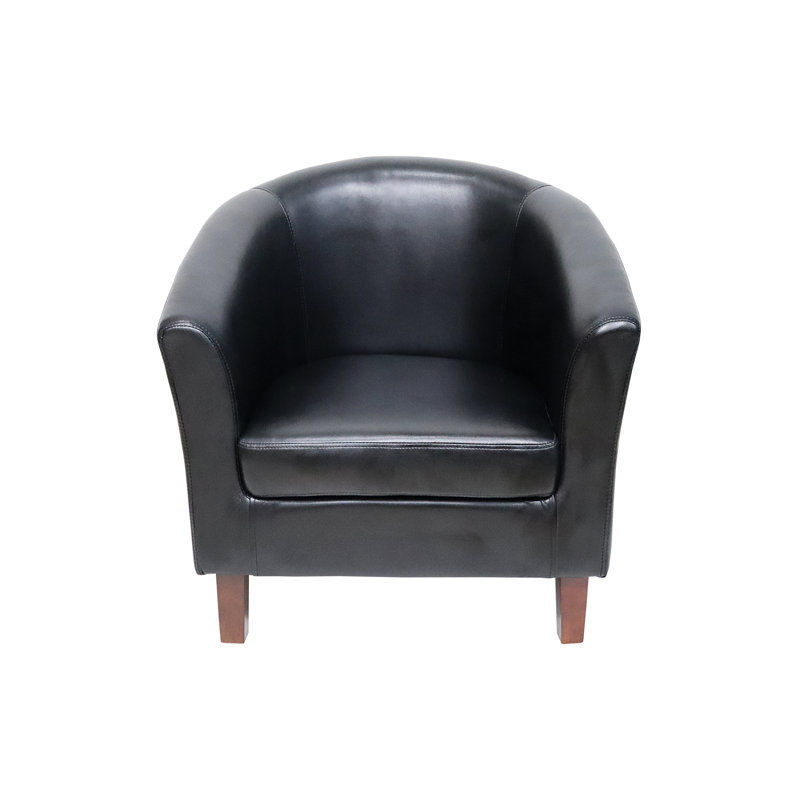 Mina Faux Leather Accent Chair, Black
