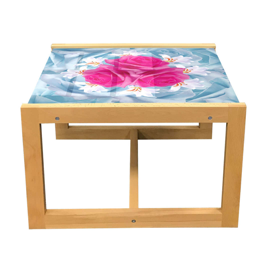 Couchtisch, Grafik Rosen und Lilien, Natur, Fuchsia Blau