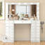 Meuble-lavabo avec miroir et lumières avec 15 tiroirs, 12 ampoules DEL et 3 couleurs de luminosité réglables, coiffeuse pour la chambre à coucher, blanc-126145340