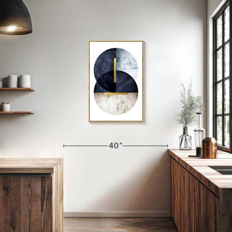 Bleu marine foncé, Floating Frame Natural Wood, 21 po x 31 po