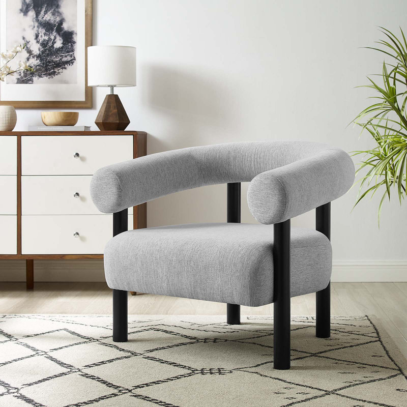 Modway Sable 36'' Wide Armchair, Grey Revolution Performance Fabrics®, Black