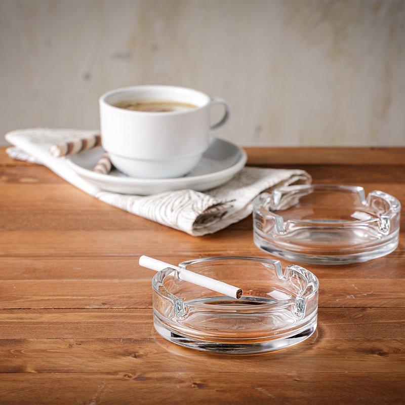 Clear Glass Large Cigar Ashtray with 4 Grooves
