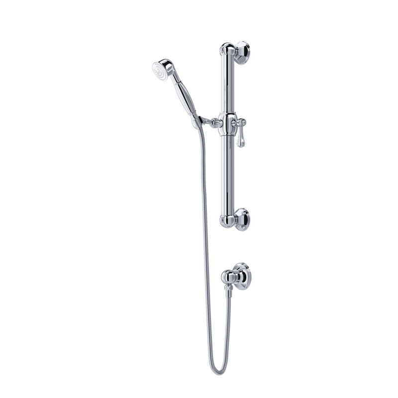 Palladian Handshower Set With 24" Grab Bar and Single Function Handshower, Polished Chrome