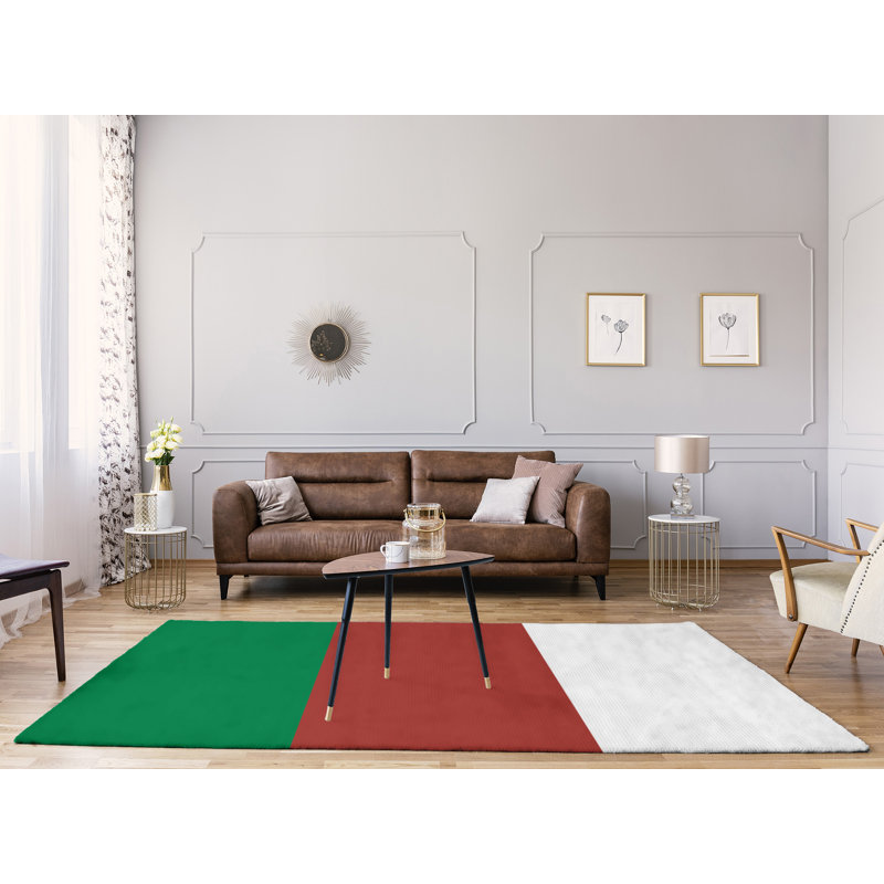 Tapis à rayures vert/doré, Rectangle 8 pi x 10 pi