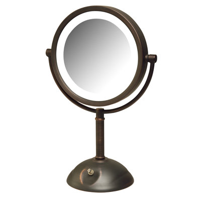 8.5" Lighted Tabletop Magnified Makeup Mirror, Plug In