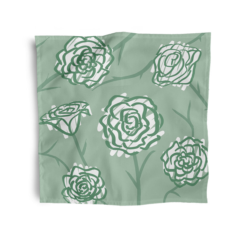 Charne Polyester Floral Square Napkin, Green