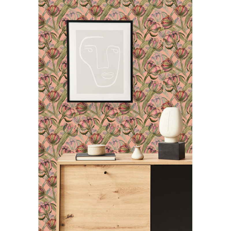 Panneau de papier peint floral L 10,4 pi x l 25 po, L 125 po x l 25 po
