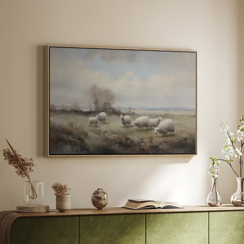 Paysage rétro - CCLX, H 17 po x l 25 po x P 2 po, Toile argentée avec cadre flottant