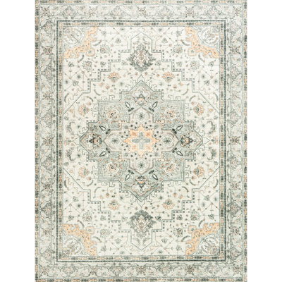 Area Rug Washable Bohemian Vintage Style Rug Low Pile Distressed Floor Carpet for Living Room Bedroom Kitchen Dining