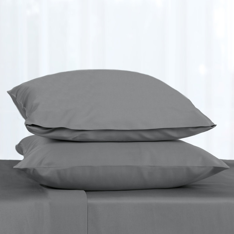 100% Cotton Sateen Pillowcase Envelope Pillowcases Set, Steel Gray, King Pillowcase