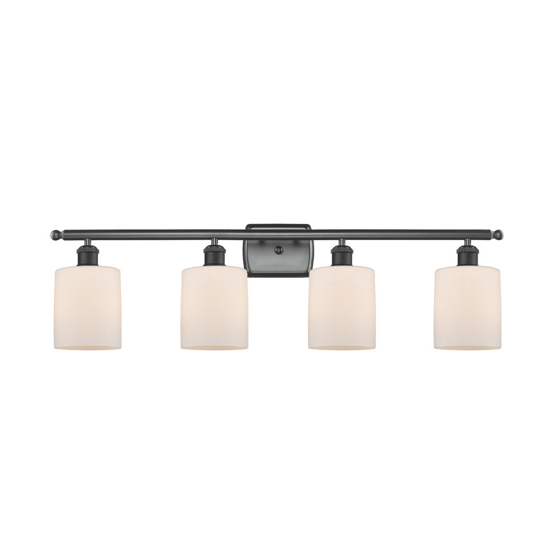 Éclairage de salle de bain à intensité variable 4 lumières Leilani, Noir mat, Ampoule DEL 6 watts Vinage, Blanc mat