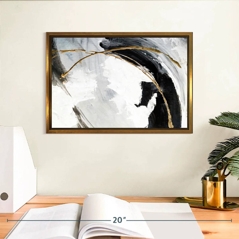 Noir, blanc et or Arciniega, Cadre flottant doré, 13 po x 9 po