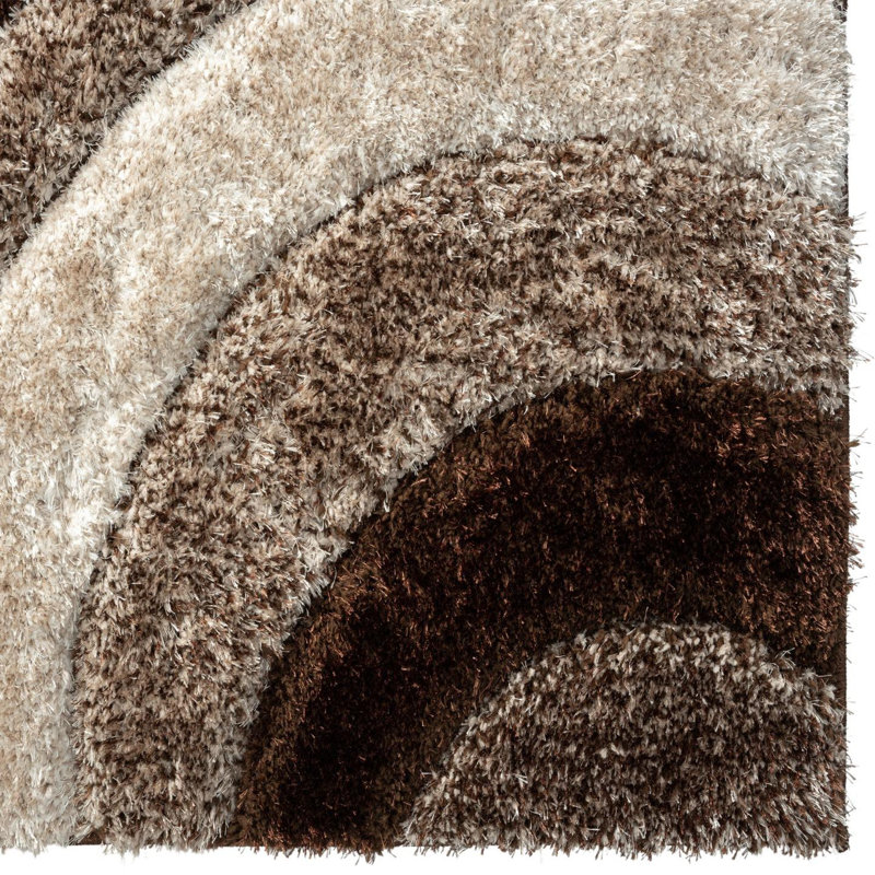 Tapis brun à motif abstrait Koo, Rectangle 7 pi 6 po x 10 pi 1 po