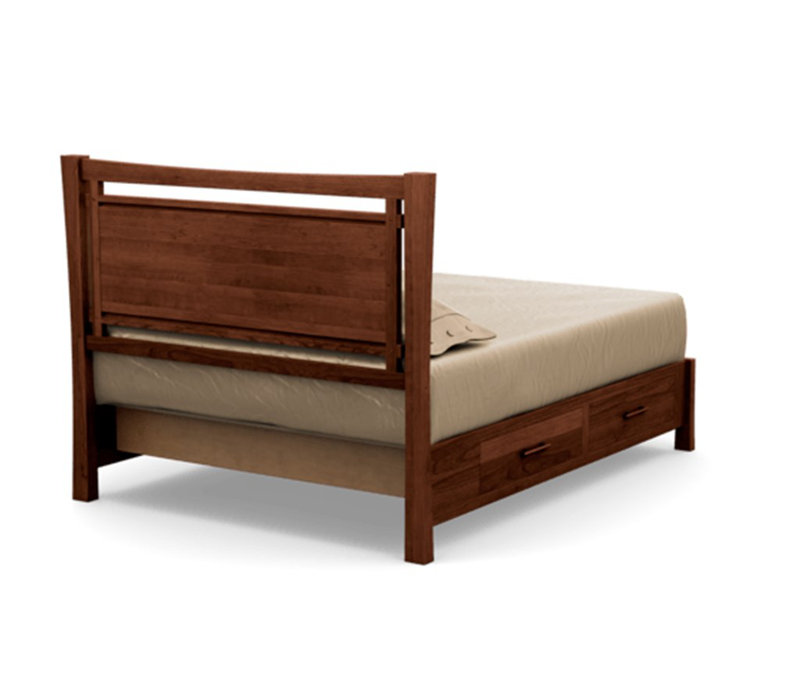 Monterey Upholstered Bed, California King, Ebony Leather, Cognac Cherry