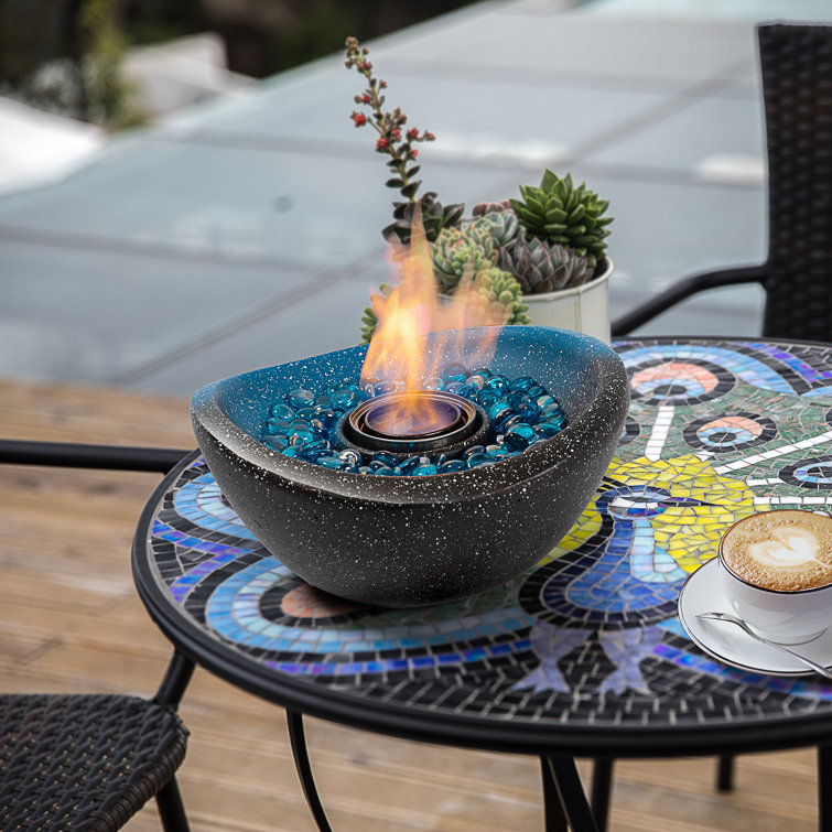 TURBRO Ceramic Tabletop Fire Pit for Outdoor - Ventless Fire Bowl,  Odorless, Smokeless - Fueled by Ethanol Alcohol