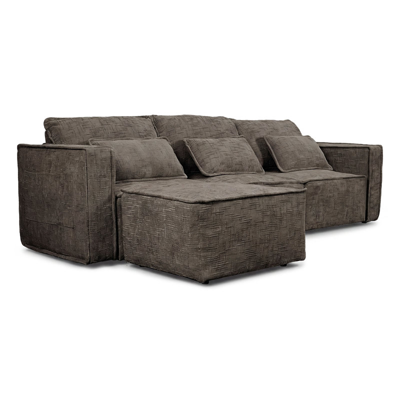 Canapé modulaire avec passepoil Pearl Chenille - Canapé confortable et élégant avec poches de rangement, Brun