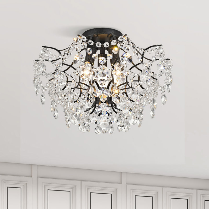 Kaizen 3-light 15.8" Antique Black Crystal Flush Mount