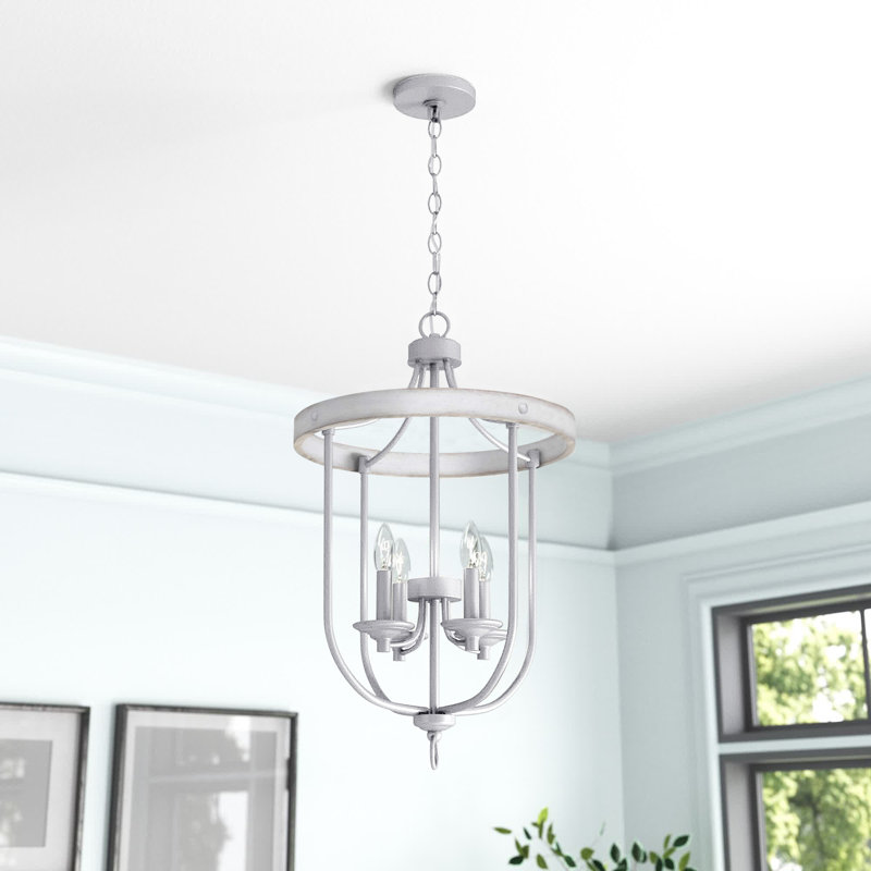 Lustre géométrique unique à 4 lumières Kingsley, Galvanisé