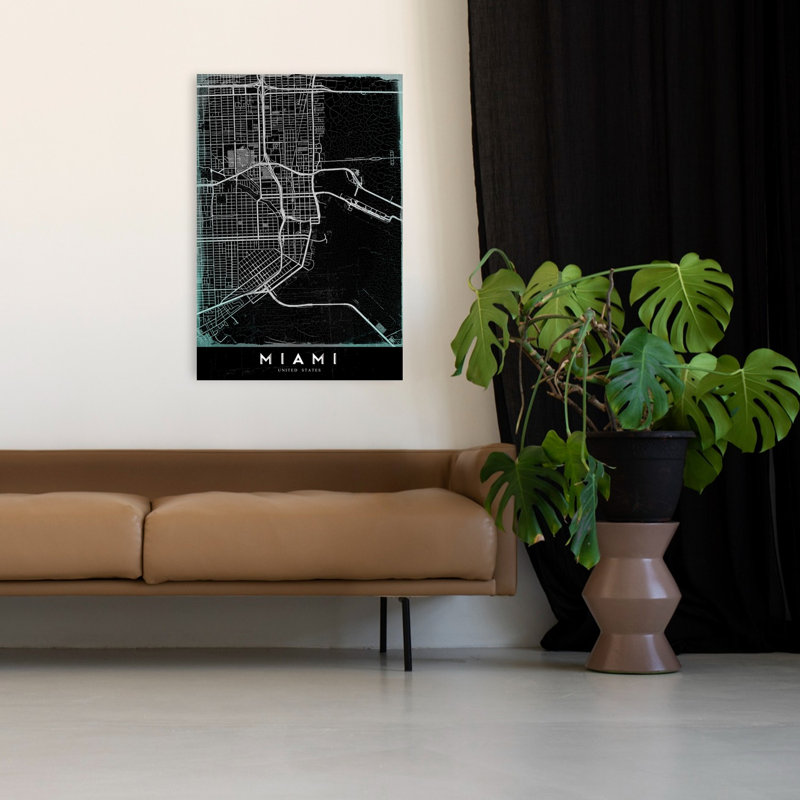 «Miami City Outline Contemporary City Architecture», reproduction d'art murale, 48" H x 32" W