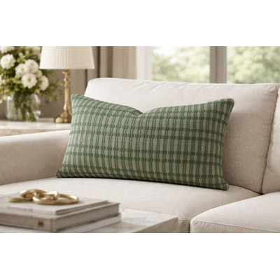 Coussin décoratif en mélange de coton texturé Emerald 12 po x 20 po