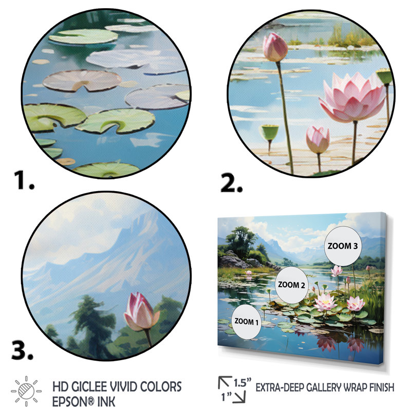 «Malacai China Art Jade Lotus II», art mural Chine, H 16 po x l 32 po x P 1 po, Cadre simple blanc