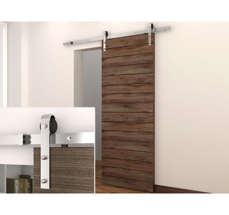 Stainless Steel Wood Single Door Barn Door Hardware Kit Standard Single